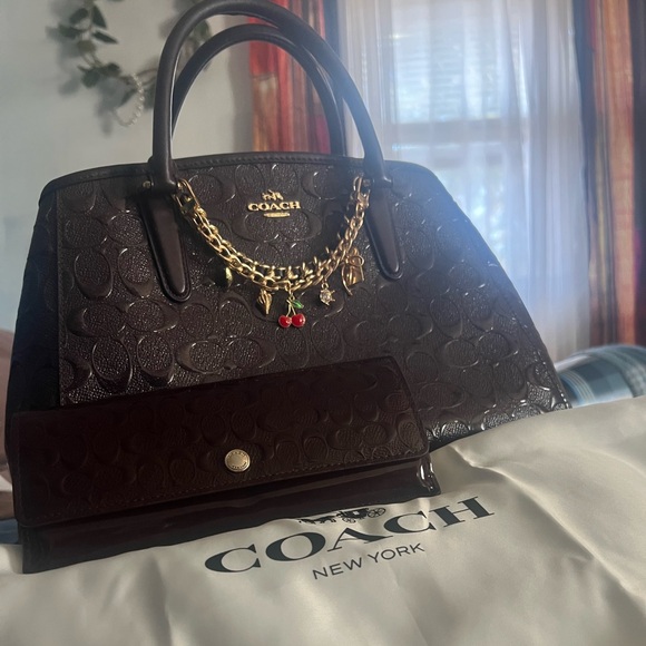 Coach Signature Oxblood Margot Bag Crossover & Matching Wallet
